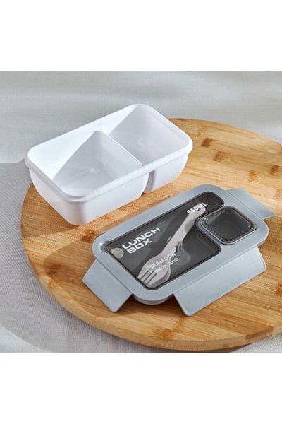 Home Box Ezra Rectangular Lunch Box with Spoon and Fork - 850 ml