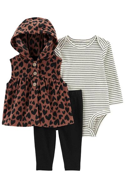Carter's Baby Girl 3-Piece Vest Set Brown