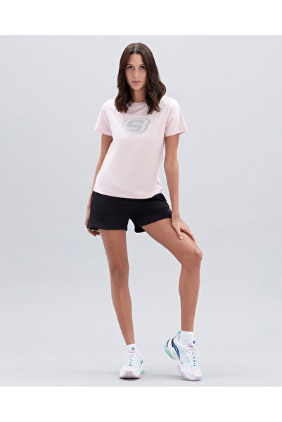 SKECHERS Γυναικείο μπλουζάκι με γραφικό σχέδιο με μεγάλο λογότυπο, ροζ μπλουζάκι S221508-611