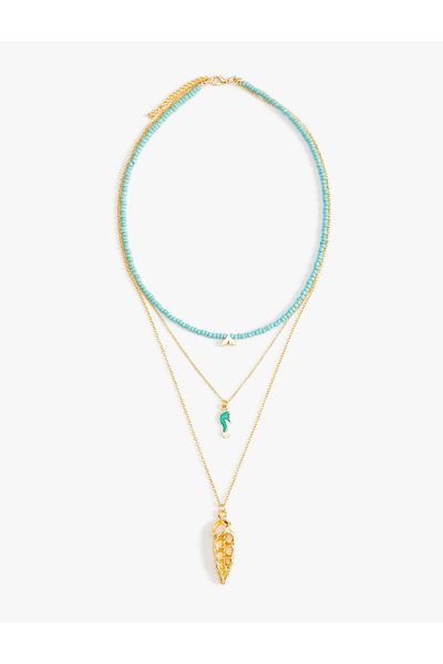 Koton Sea Shell Charm Detailed Necklace 3 Rows