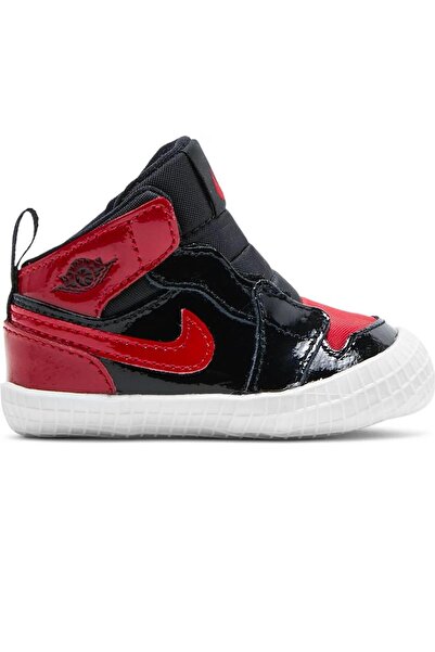 Nike Air Jordan 1 Crib Bootie Hakiki Deri Bebek Patik Ayakkabı Siyah Kırmızı