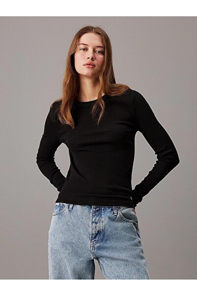 Calvin Klein Tkaný štítek - žebrované dlouhé rukávy