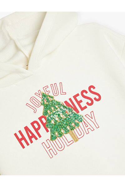 Koton Novoroční mikina s kapucí s potiskem - mikina s třpytivým detailem