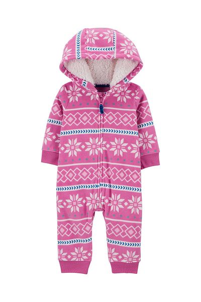 Carter's Baby Girl Hooded Jumpsuit Pink