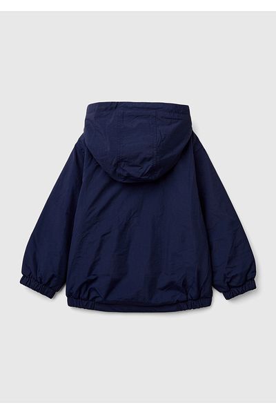 United Colors of Benetton Boy's Navy Blue Logo Embroidered Raincoat
