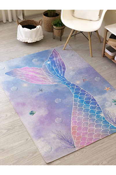Evmila Deniz Kızı Desenli Dijital Baskı Çocuk Halısı