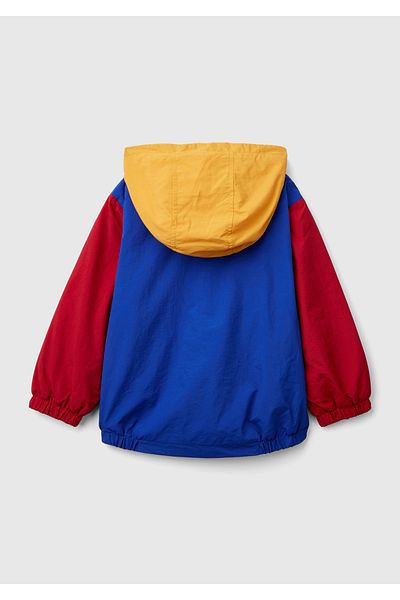United Colors of Benetton Boy's Saks Blue Mix Logo Embroidered Raincoat