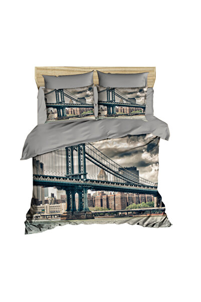 Fabeteks New York Manhattan Bridge 3D Digital Double Bedding Set