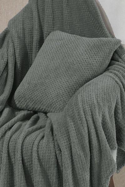 LADYNİL Wellsoft Green Throw Pillow Cover - 140X140 Tv Blanket and Seat Cover 1 Piece 45X45