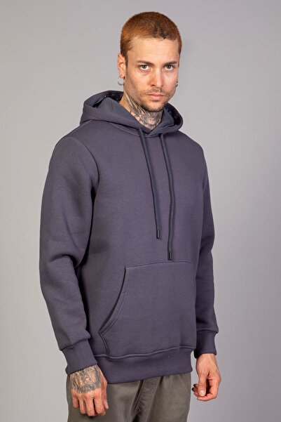 LTC Jeans Men's Regular Fit Kangaroo Pocket Hooded Anthracite Sweatshirt