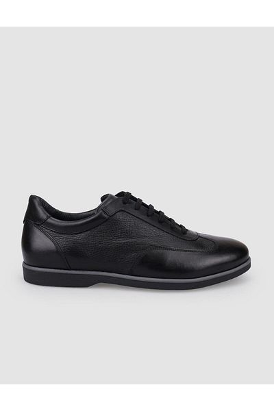 Cabani Genuine Leather Black Lace-Up Men's Casual Shoes