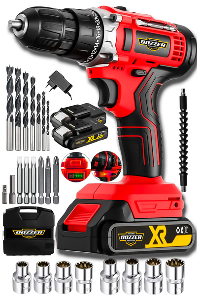 DOZZER Alman Darbeli Bakır Sarglı 2x Akülü 27 Parça Setli Akülü Şarjlı Vidala...