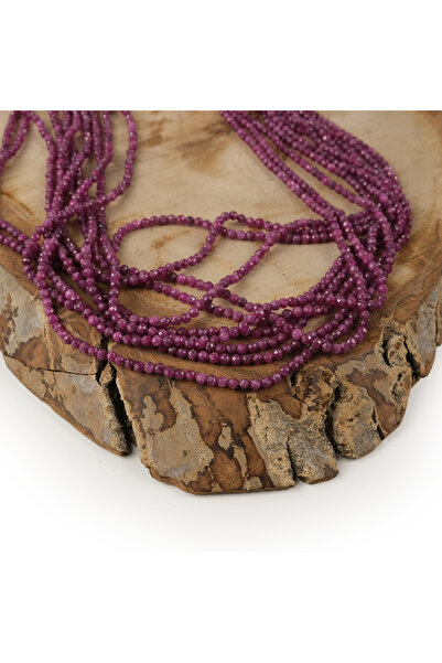 Prestij Boncuk Yakut (Ruby) Taşı Fasetli Doğal Taş Dizisi 3 mm