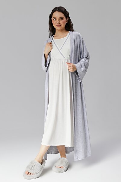 don point Double Breasted Maternity Nightgown Set with Hidden Breastfeeding Features