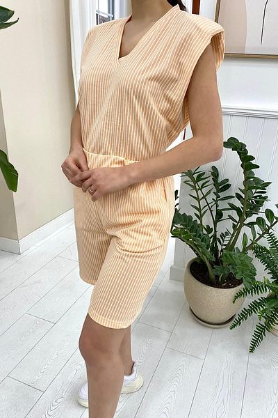 Elbee Fashion Woman Striped Shorts Set