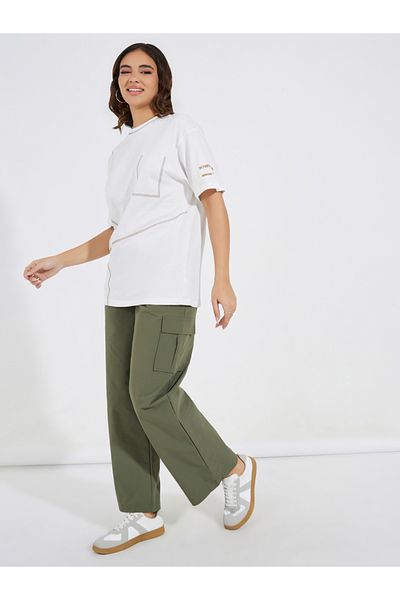 Styli Jersey Fabric Overlock Stitch Detail T-Shirt