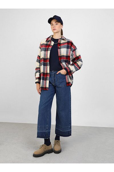 Benin Red Plaid Oversize Patterned Jacket
