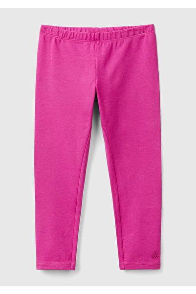 United Colors of Benetton Girl's Fuchsia Long Tights with Benetton Logo