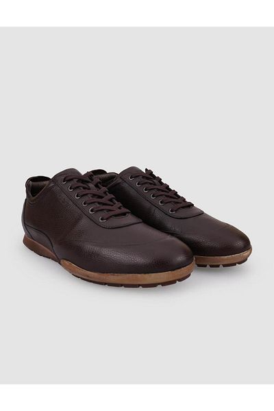 Cabani 100% Genuine Leather Brown Lace-Up Men's Casual Shoes