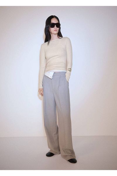 MANGO Woman Μακρυμάνικο μπλουζάκι Pointelle