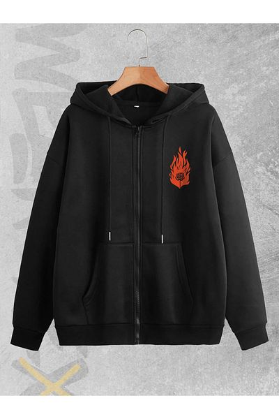 WEARTEX Fire Rose Printed Seasonal Zippered Cardigan Jacket