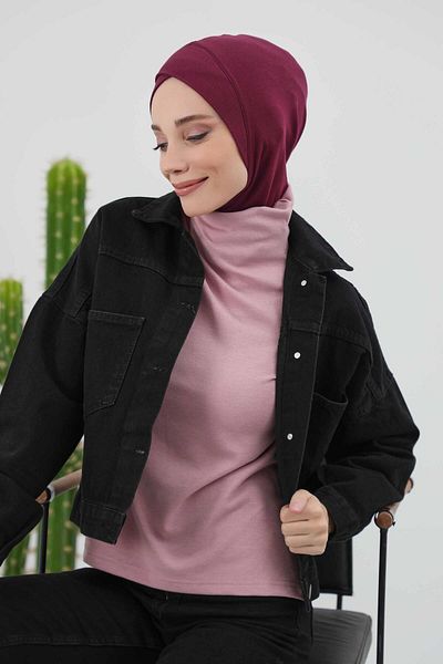 Aisha's Design Winter Hijab Cap with Cross Detail on the Front, Tb-4Rb