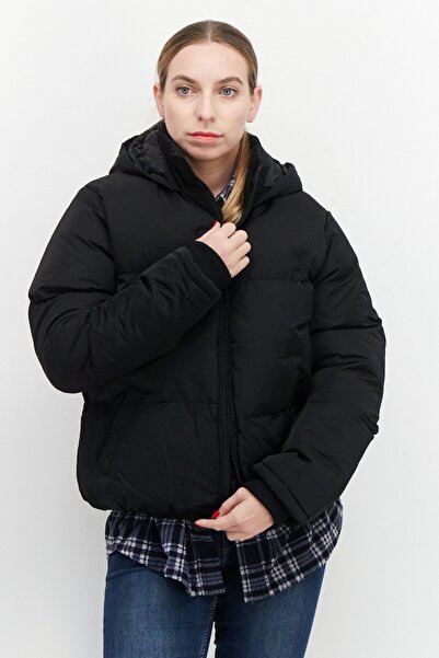 French Connection Women Hooded Plain Puffer Jacket, Black