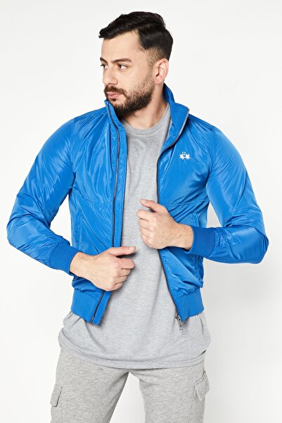 La Martina جاكيت بومبر رجالي مطرز بشعار، أزرق