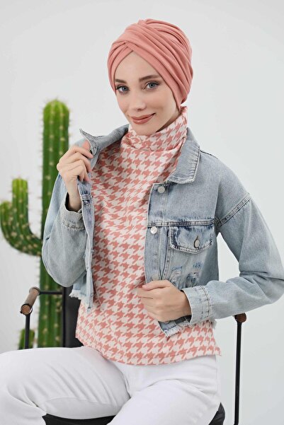 Aisha's Design Χειμερινό μαντήλι Τσόκορ, b-9rb, Σολομός