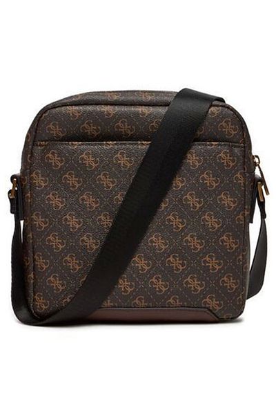 Guess Torino Top Zip Cross Men's Brown Shoulder Bag Hmtolop4258-Bnh