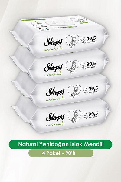 Sleepy Natural Newborn Wet Wipes - Set of 4 90 Pieces and Rosie