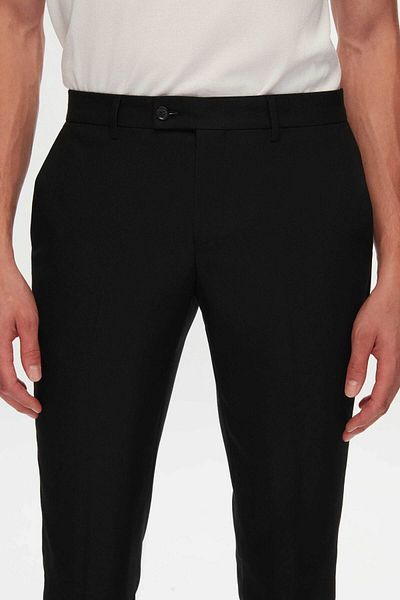 Twn Black Gabardine Fabric Trousers