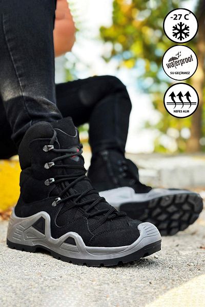 BIG KING Μαύρες καπνιστές μπότες Combat Gtx Αδιάβροχες με φερμουάρ