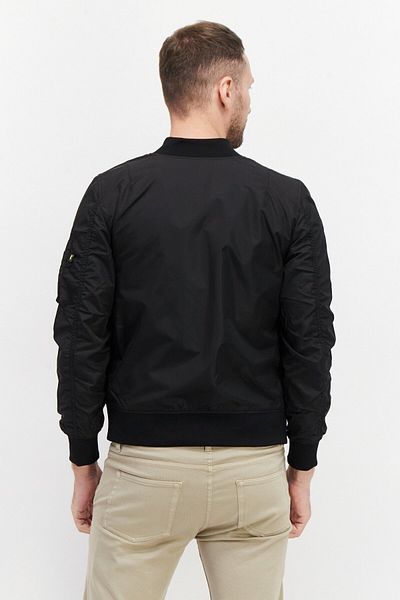 Alpha Industries جاكيت بومبر سادة للرجال، أسود