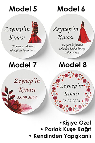 deer art Kına Etiketi -Yapışkanlı Etiket - Söz Düğün Nişan Kına (3X3CM) - 60 Adet - (KİŞİYE ÖZEL STİCKER)