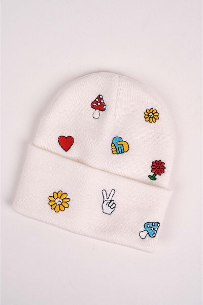 DESTİNE Loots Full Embroidery Unisex White Beret