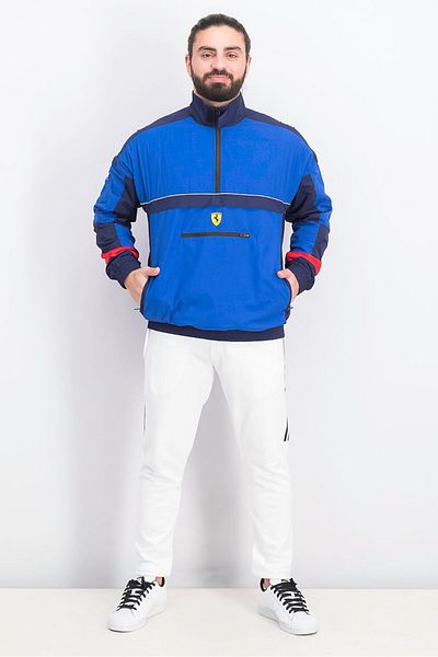 Puma Men Long Sleeve Ferrari Street Jacket, Blue Combo