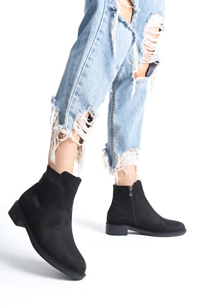 marinarosse Kadın Perry Siyah Süet Klasik Düz Kısa Bilek Bot
