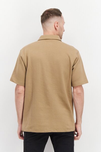 Fila Men Oversized Fit Short Sleeve Training Shirt Jacket, Tan