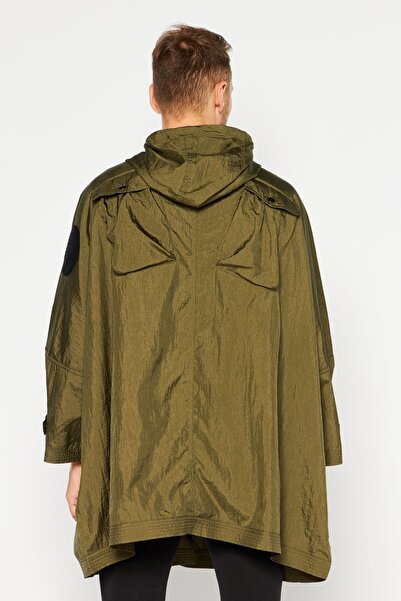 Diesel Men Plain Hooded Short Sleeves Jacket, Olive