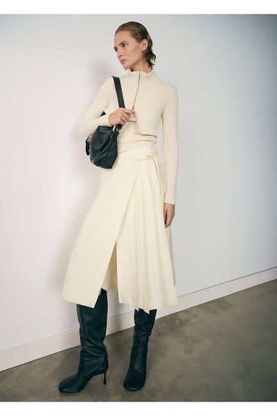 MANGO Woman Ribbed Sweater with Combined Zipper