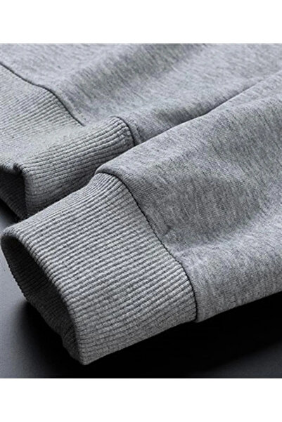 Genel Markalar Y2K Smarttooth Baskılı Gri Unisex Oversize Bisiklet Yaka Sweatshirt