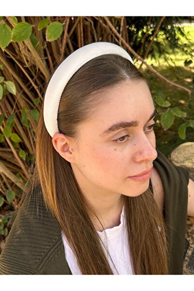 ByMerve Bym404 Velvet White Thin Soft Women's Hair Accessory Crown