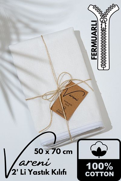 vosvera 2 Pieces Zippered 100% Cotton Pillow Case 50X70 cm