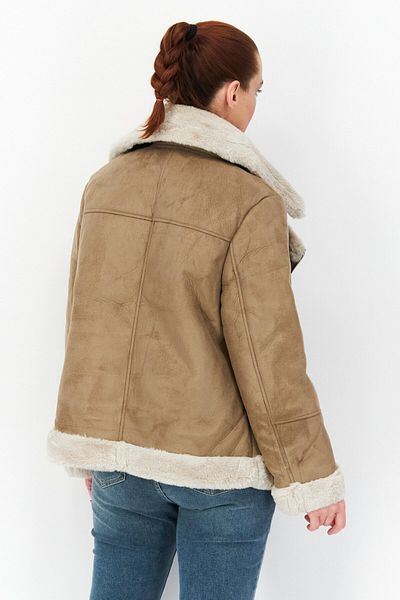French Connection Women Spread Collar Textured Soft Shell Jacket, Taupe