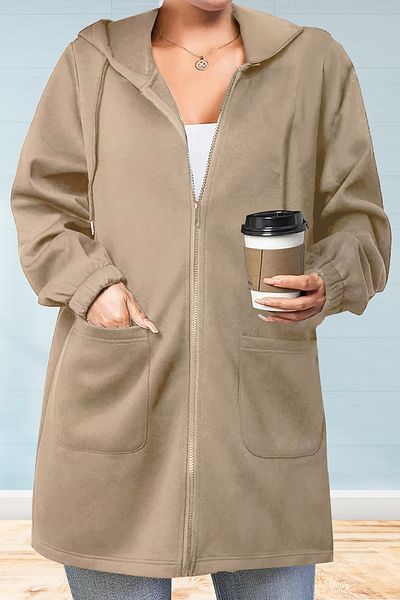 Know Women's Mink Three Thread Hooded Long Cardigan with Pockets