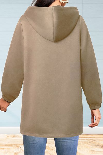 Know Women's Mink Three Thread Hooded Long Cardigan with Pockets
