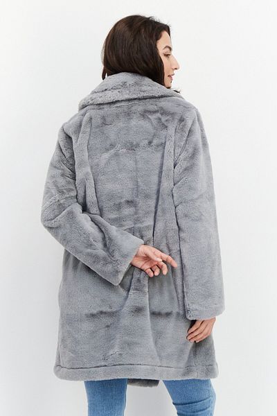French Connection Women Wide Lapel Collar Textured Soft Shell Jacket, Grey