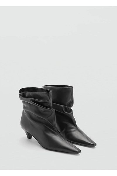 MANGO Woman 100% Leather Kitten Heeled Boots