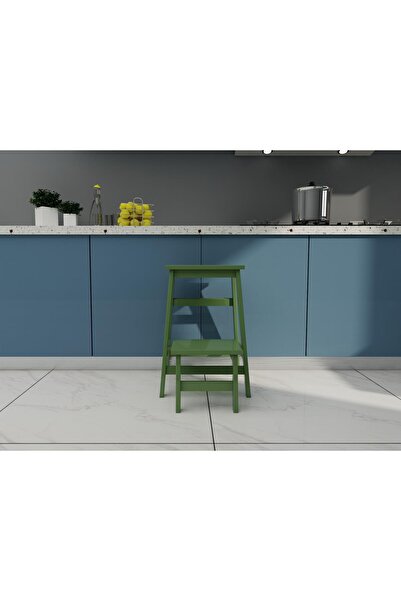 FASTWOOD Ahşap Katlanabilir Basamaklı Tabure Yeşil Renk